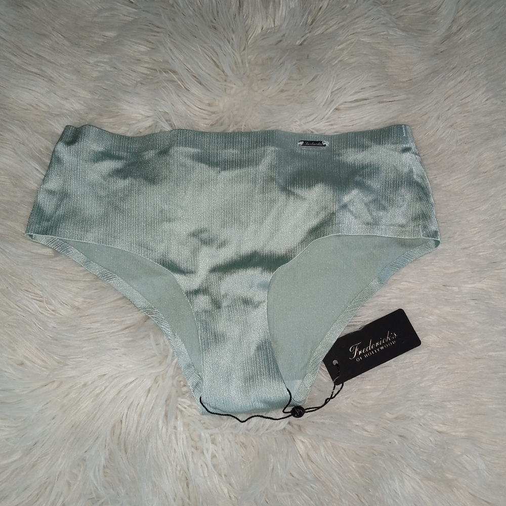 Frederick's of Hollywood Satin Bikini Panty in Sage